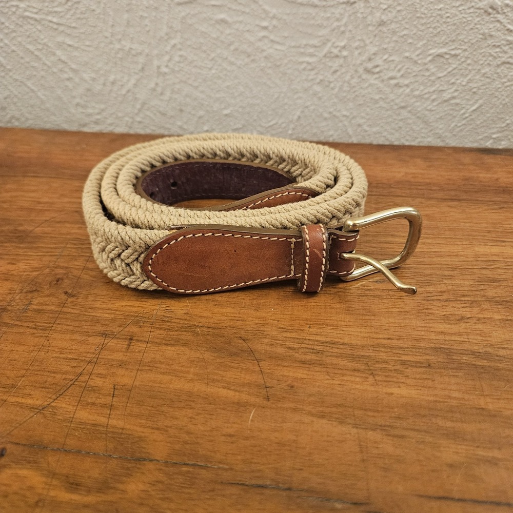 Brighton Leather Corded Belt 39206 Solid Brass‎ Buckle Brown Size 40 Made In USA